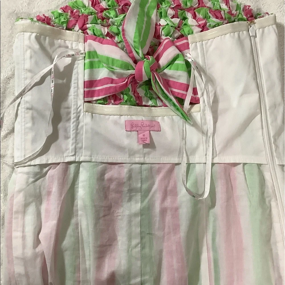 Lilly Pulitzer Strapless Pink & Green Striped Sundress - Picture 9 of 14